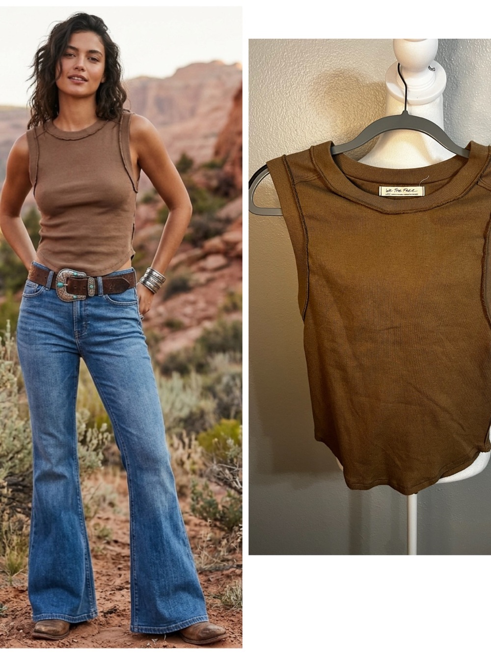 Free People We The Free Large Ribbed
Fitted Tank Top Tank / Brown